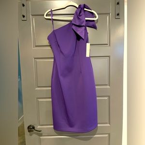 Eliza J - one shoulder purple dress with bow